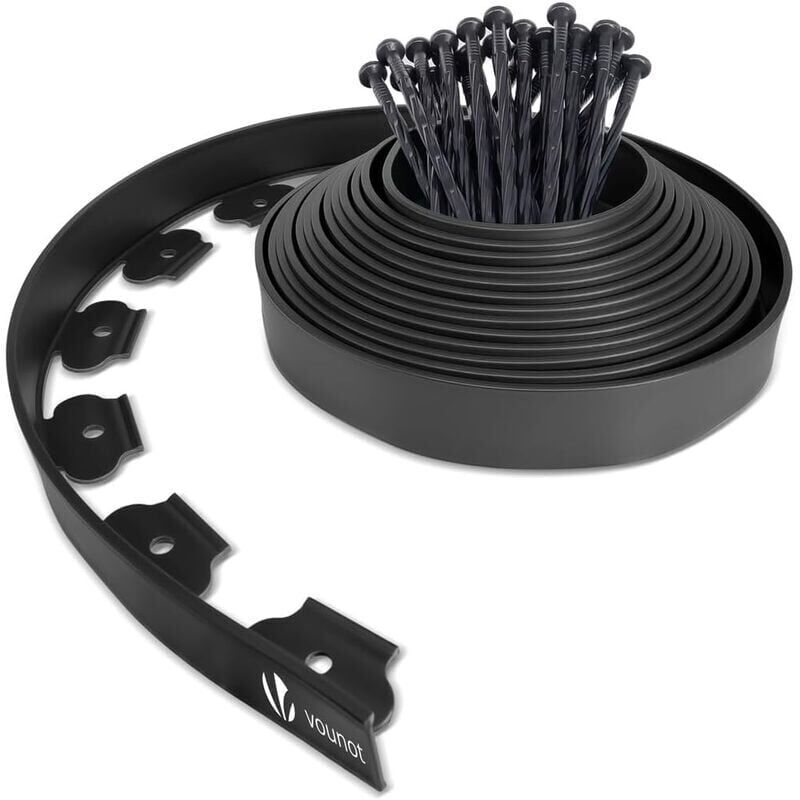 foto del prodotto snq bordatura flessibile per giardino 10 cm x 10 metri con 30 picchetti di ancoraggio nero,