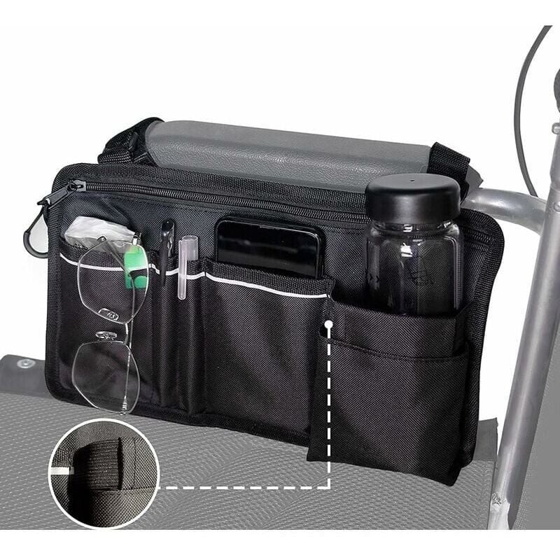 foto del prodotto snq borsa per sedia a rotelle con tasche borsa laterale universale impermeabile per bracciolo per sedia a rotelle elettrica, scooter per