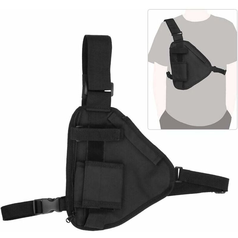 foto del prodotto snq borsa per walkie talkie, 10,2x6,69 pollici, borsa per radio bidirezionale portatile, borsa per walkie talkie, borsa nera con tracolla