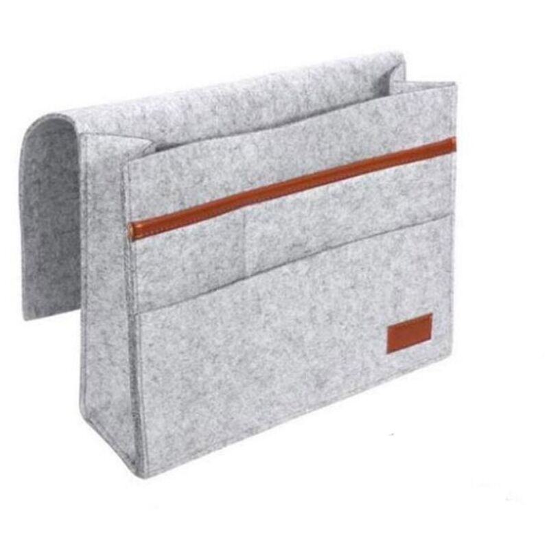 foto del prodotto snq borsa portaoggetti in feltro da comodino con tasche, organizer da appendere per scrivania, divano letto, telefono, riviste, tablet, telecomandi
