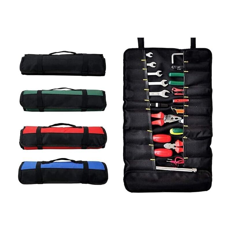 foto del prodotto snq borsa portautensili, cassetta portautensili, borsa portautensili a 22 tasche, cassetta portautensili flessibile, portatile, senza attrezzi,