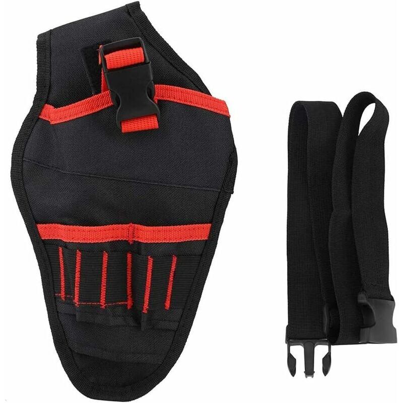 foto del prodotto snq borsa portautensili per trapano elettrico, custodia portautensili con cintura portautensili regolabile con spazio per accessori e anelli aperti