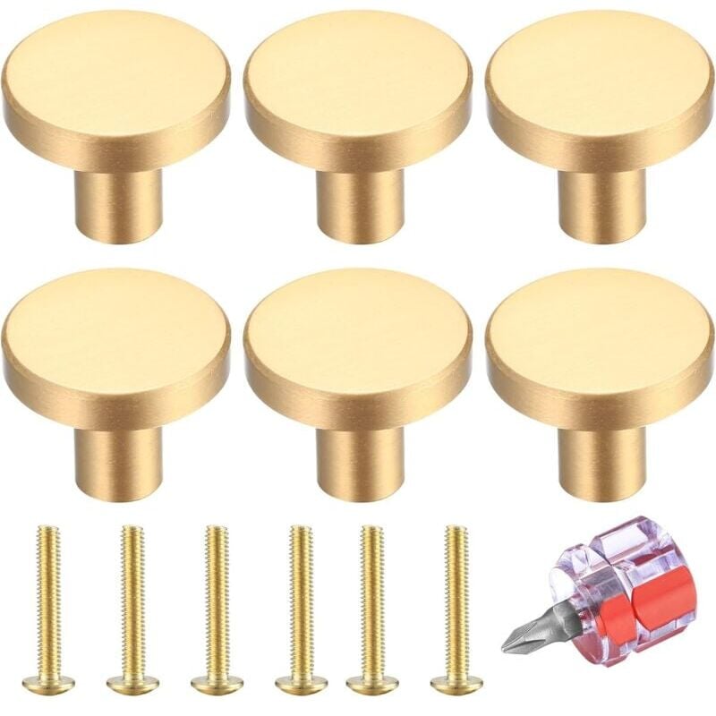 foto del prodotto snq bouton de tiroir 6 pi ces, bouton de meuble dor , bouton de meuble rond, bouton de tiroir en laiton dor , bouton de porte de cuisine pour