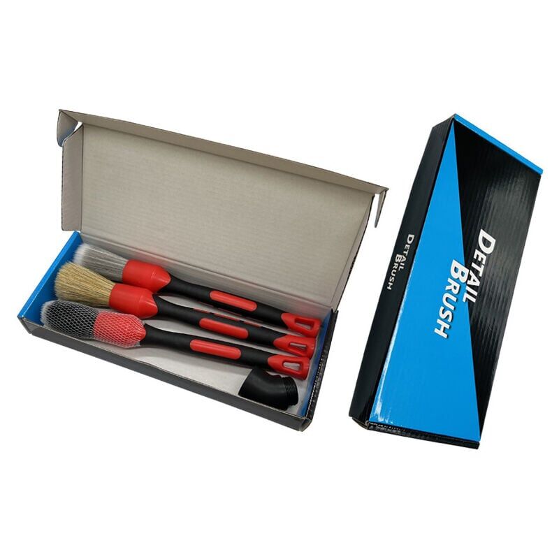foto del prodotto snq brosse de d tail de voiture, brosse de nettoyage de voiture, ensemble de 3 pi ces, soie aiguis e en poils de porc en bo te, soie pp poils doux