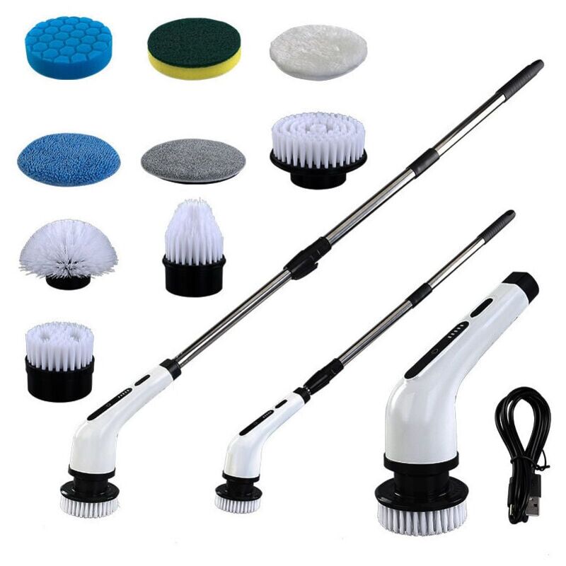 foto del prodotto snq brosse de nettoyage lectrique 9 en 1, haute puissance, r glable sur 2 niveaux, salle de bain, baignoire, wc, brosse de nettoyage pour douche