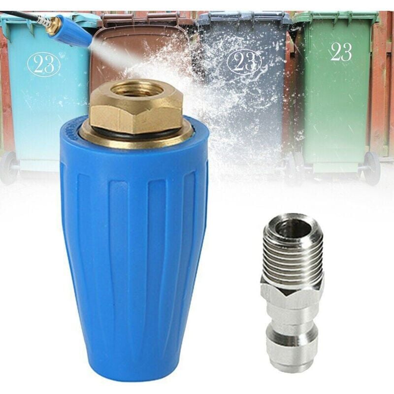 foto del prodotto snq buse de turbine rotative bleue, nettoyeur pression, 4000 psi, 276 bars, avec prise rapide de 1 4 pouces