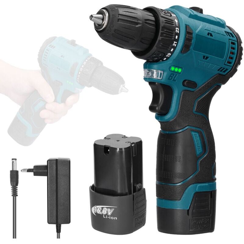 foto del prodotto snq cacciavite elettrico 16,8 v, trapano a batteria al litio, coppia regolabile 23, utensili elettrici multifunzionali per la casa