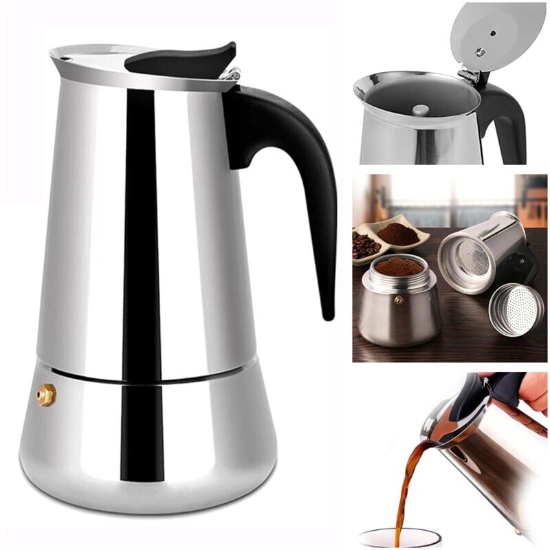 foto del prodotto snq cafeti re italienne, 6, 9,12 tasses cafeti re moka en inox compatible tous types de feux 600ml 12 tasses