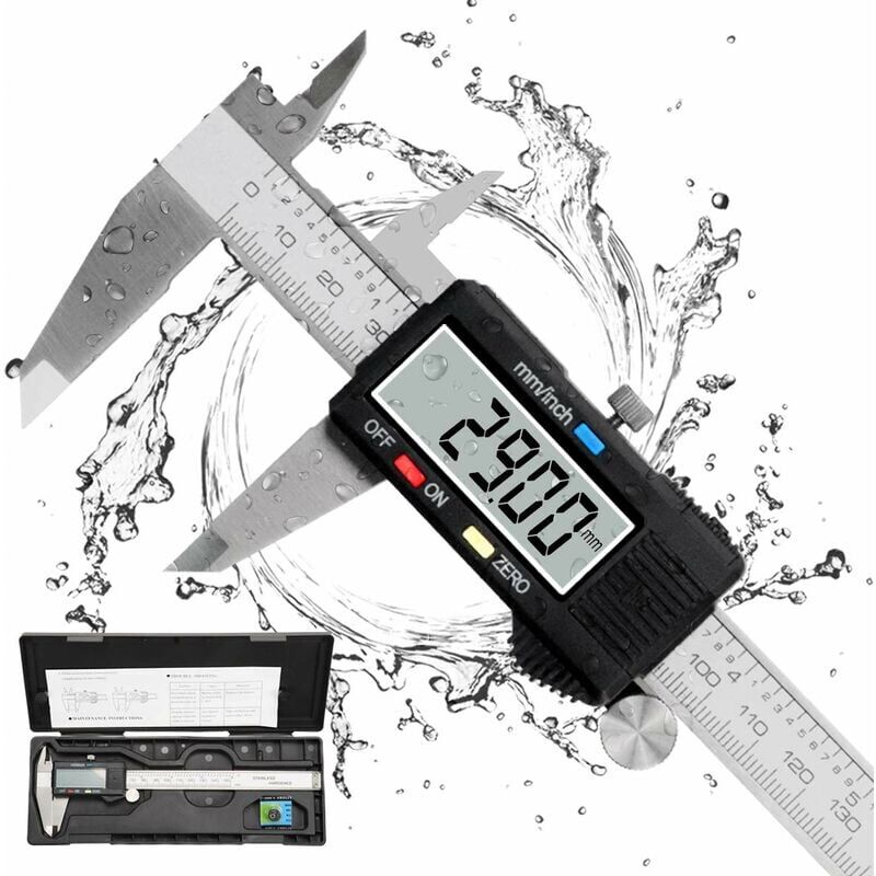 foto del prodotto snq calibro a corsoio, calibro a corsoio digitale 150mm in acciaio inossidabile, ampio display lcd, precisione regolabile 0,01mm, conversione