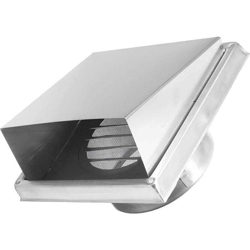 foto del prodotto snq cappa aspirante da cucina con uscita aria quadrata mobile da 125 mm, in acciaio inox, per esterni, con alette attive, adatta per cucina