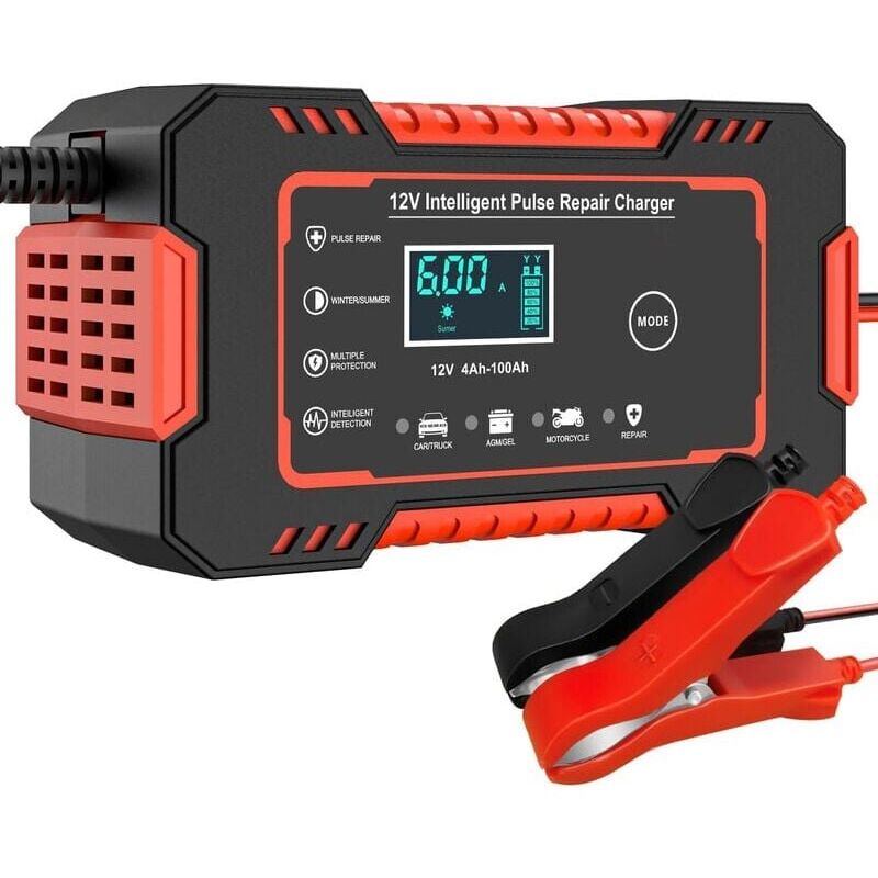 foto del prodotto snq caricabatteria intelligente per auto da 12 v 6 a, mantenitore di carica per batteria per autoveicoli da 12 v, desolfatore con compensazione