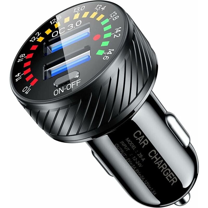 foto del prodotto snq caricabatteria per auto, adattatore per caricabatteria rapido per auto da 36 w, caricabatteria per auto usb doppio per ricarica rapida con