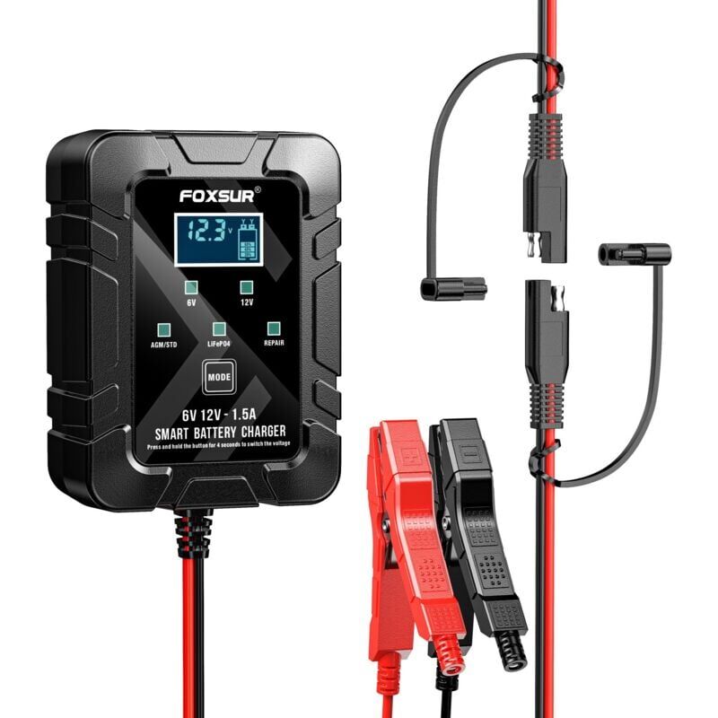 foto del prodotto snq caricabatteria per auto da 1,5 a, caricabatteria intelligente completamente automatico da 6 v a 12 v, caricabatteria mantenitore, per auto e