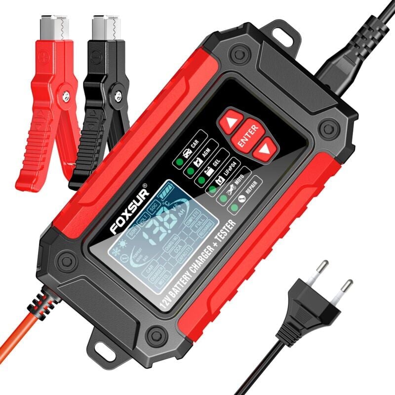 foto del prodotto snq caricabatterie e mantenitore di carica intelligente per auto e moto da 6 a e 12 v, con funzione di riparazione automatica per camion, agm, gel,