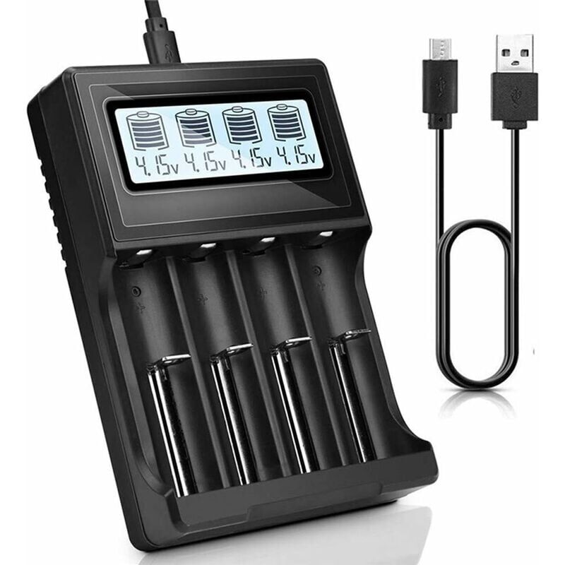foto del prodotto snq caricabatterie universale intelligente usb 18650 con display lcd automatico per li ion ni mh ni cd lifepo4 aa aaa aaaa c rcr123