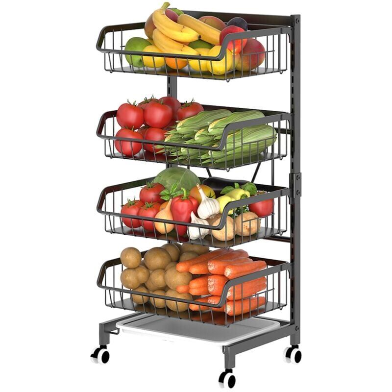 foto del prodotto snq carrelli da cucina a 4 ripiani su ruote, carrello portaoggetti per cucina, bagno, lavanderia, camera da letto, spazi stretti altezza 85 cm 