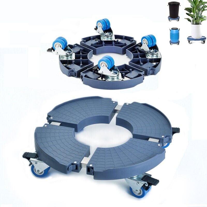 foto del prodotto snq carrello portavasi, girevole a 360 con 4 ruote doppie, portata 200 kg, diametro regolabile 41 61 cm, per piante, portaombrelli, bidoni della