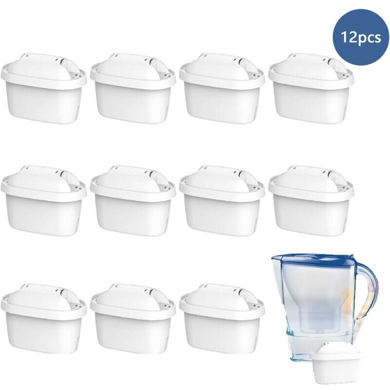 foto del prodotto snq cartuccia filtro acqua, 12 pezzi di ricambio per brita maxtra plus, ricarica caraffa filtrante marella, la terza generazione di declorazione e