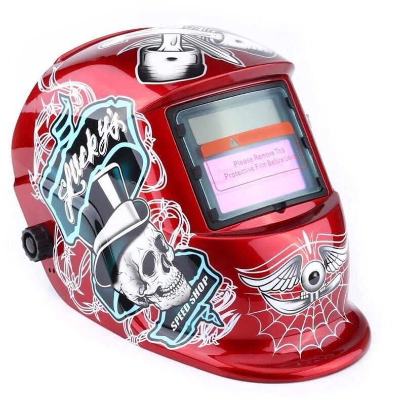 foto del prodotto snq casco per saldatura, maschera per saldatura, protezione automatica per saldatore per pi modalit tig mig mag, rosso pirata, 22,5 x 18 x 28 cm