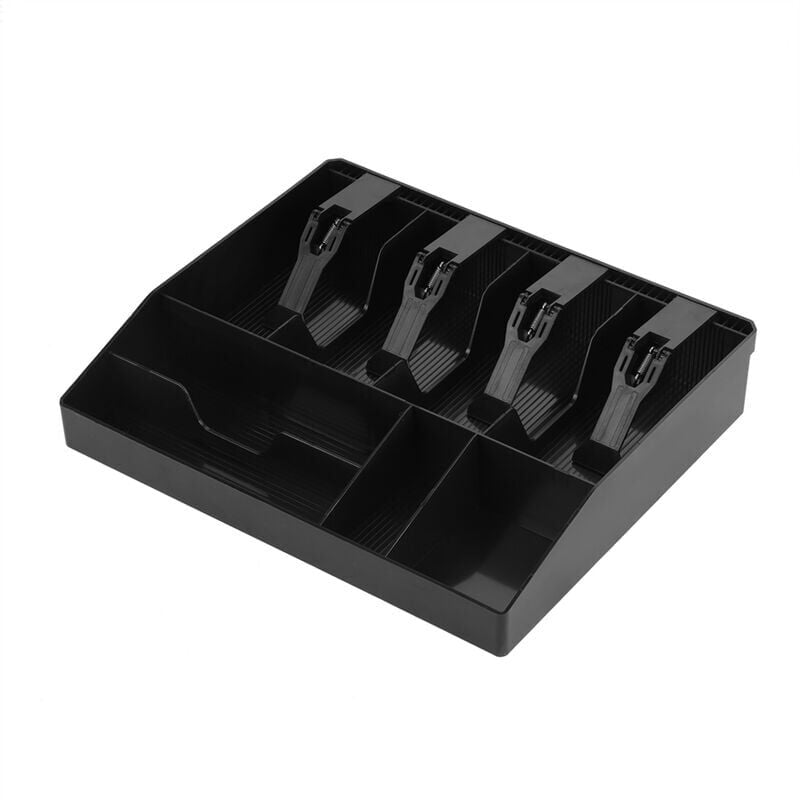 foto del prodotto snq cassetto per registratore di cassa da 32 cm x 27 cm, 4 scomparti per banconote e 4 scomparti per monete, contenitore per contanti ordinato