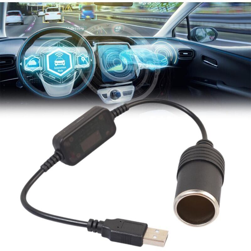 foto del prodotto snq cavo adattatore di alimentazione usb accendisigari nero, base femmina da 5 v a 12 v, nero