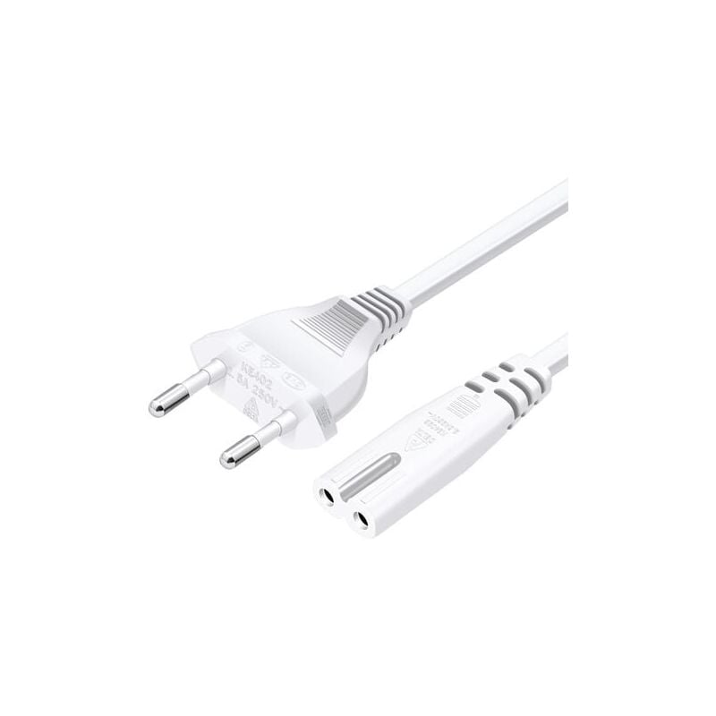 foto del prodotto snq cavo di alimentazione con doppia presa femmina tipo c a c7 ue, dritto 1,5 m, bianco