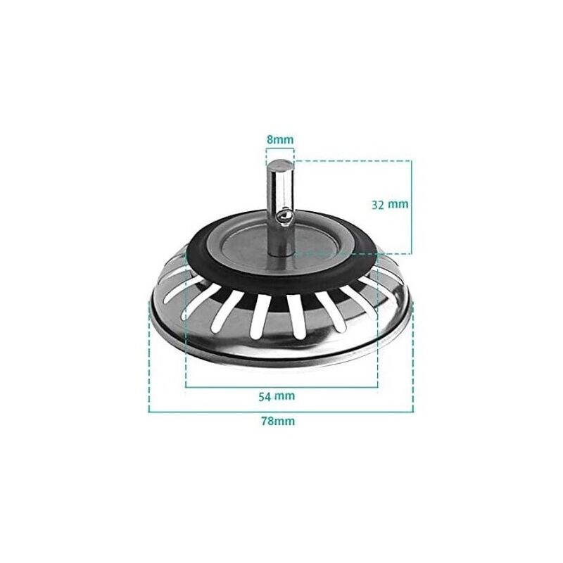 foto del prodotto snq cestello estraibile in acciaio inox diametro 78 mm lavello cucina accessori ingresso acqua chiusura ombrello coprilavello