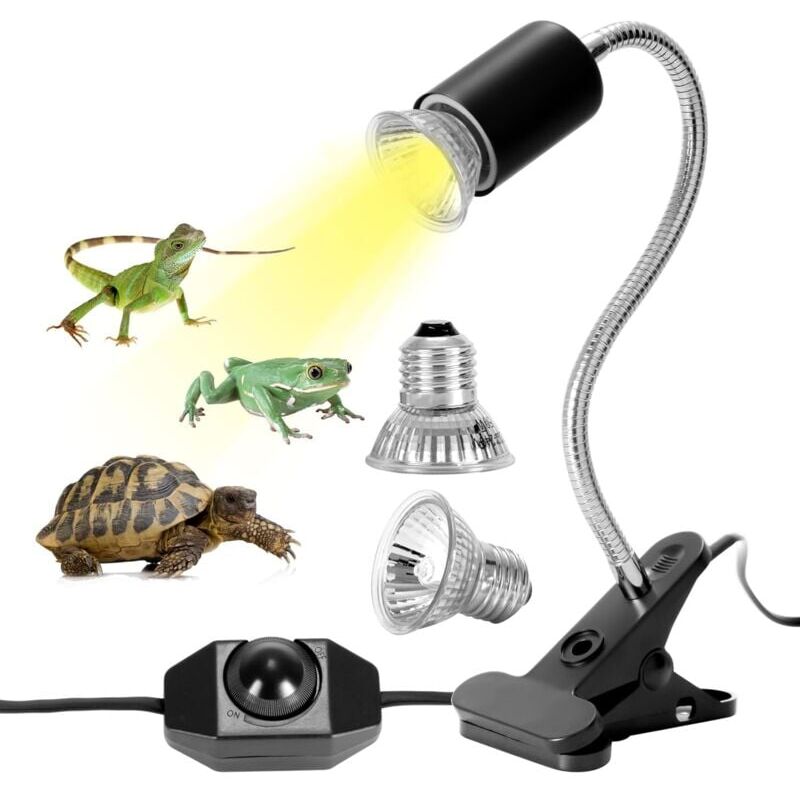foto del prodotto snq coavas kit lampe chauffante tortue terrestre lampe reptiles chauffante avec 2 ampoule uva uvb 25w 50w lampe tortue terrestre de base longue 360