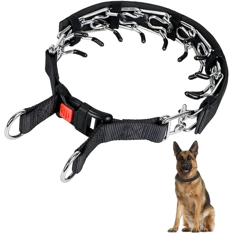 foto del prodotto snq collare di addestramento a punte per cani, collare a strozzo per cani con fibbia a scatto, collare anti tiro per cani di taglia media e grande