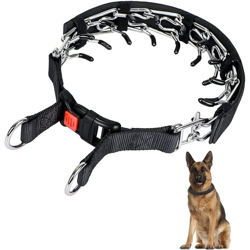 foto del prodotto snq collare di addestramento con punte per cani, collare a strozzo con fibbia a scatto, collare anti tiro per cani di taglia media e grande 4,0 mm