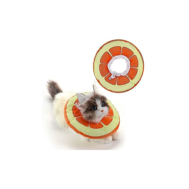 foto del prodotto snq collare di recupero regolabile per gatti, collare a cono morbido per gatti, cuscino a ciambella per gatti, arancione carino