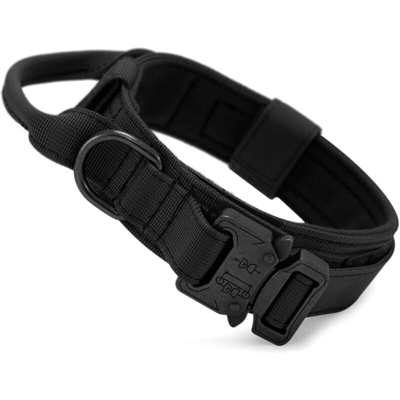 foto del prodotto snq collare tattico per cani con maniglia di controllo, collare militare in nylon regolabile, fibbia in metallo, imbottito per cani di taglia
