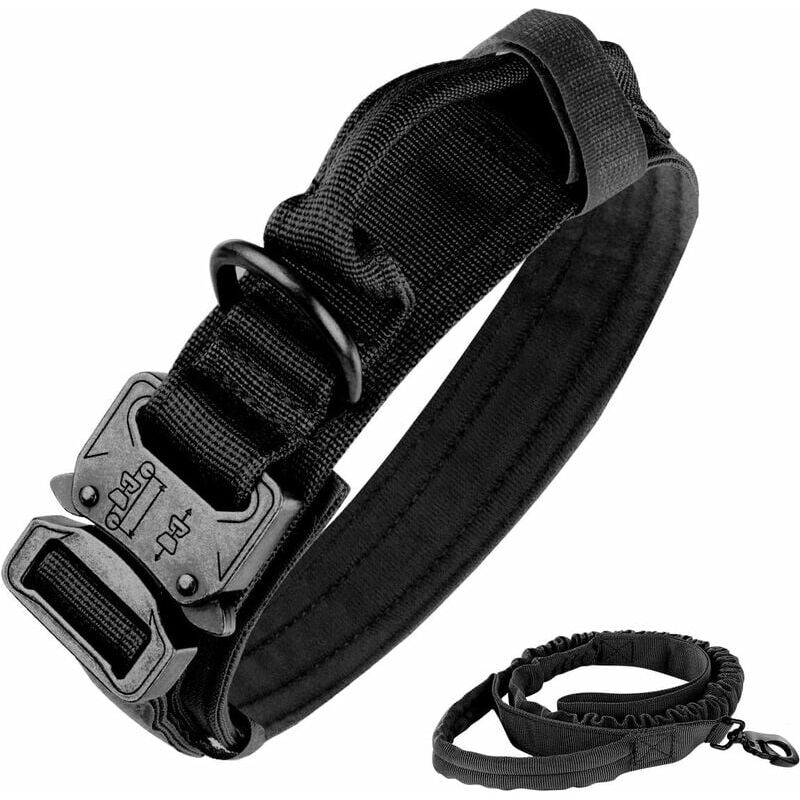 foto del prodotto snq collare tattico regolabile in nylon per cani, collare militare k9 per cani con fibbia in metallo resistente con maniglia, guinzaglio elastico