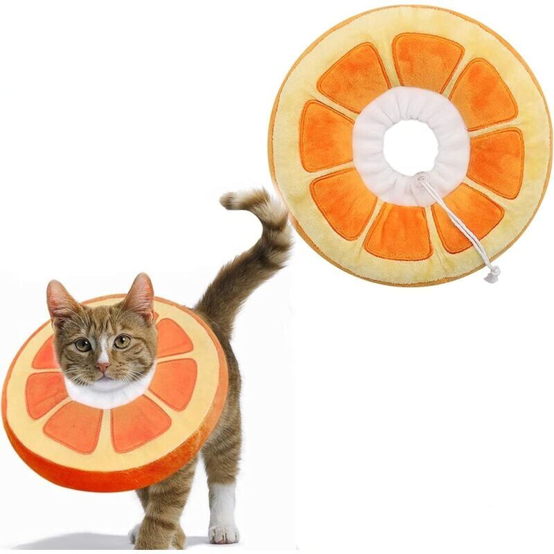 foto del prodotto snq collari per gatti per cani collare protettivo regolabile e confortevole recupero post operatorio protezione anti morso arancione, m 
