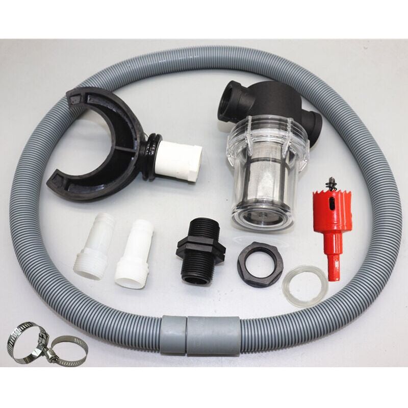 foto del prodotto snq collettore di acqua piovana per condotte circolari con tubo flessibile, set di raccolta acqua piovana, raccordo in pvc, collettore d acqua per