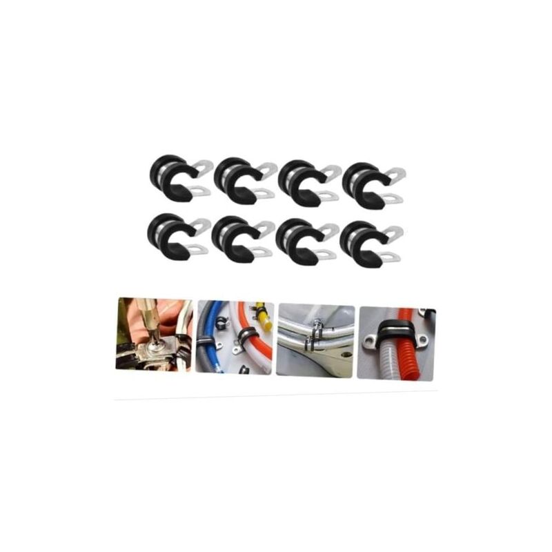 foto del prodotto snq colliers de fixation de tubes p clips de serrage avec insert en caoutchouc choix 50mm band 15mm, 8 pi ces