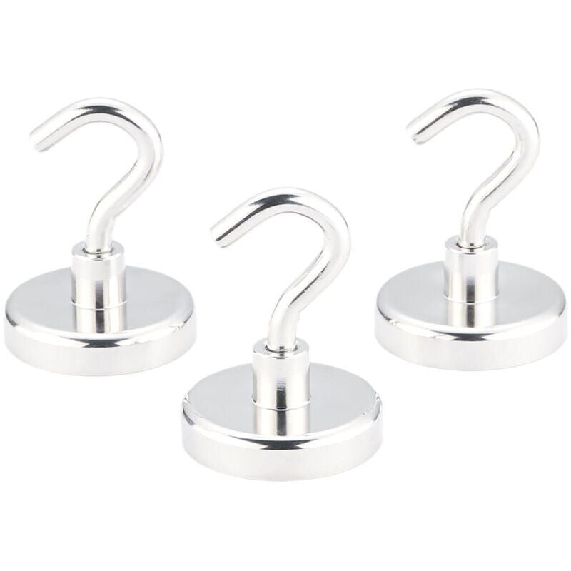 foto del prodotto snq confezione da 10 ganci magnetici al neodimio super resistenti con forza di trazione verticale massima di 14 kg, ganci magnetici senza foratura