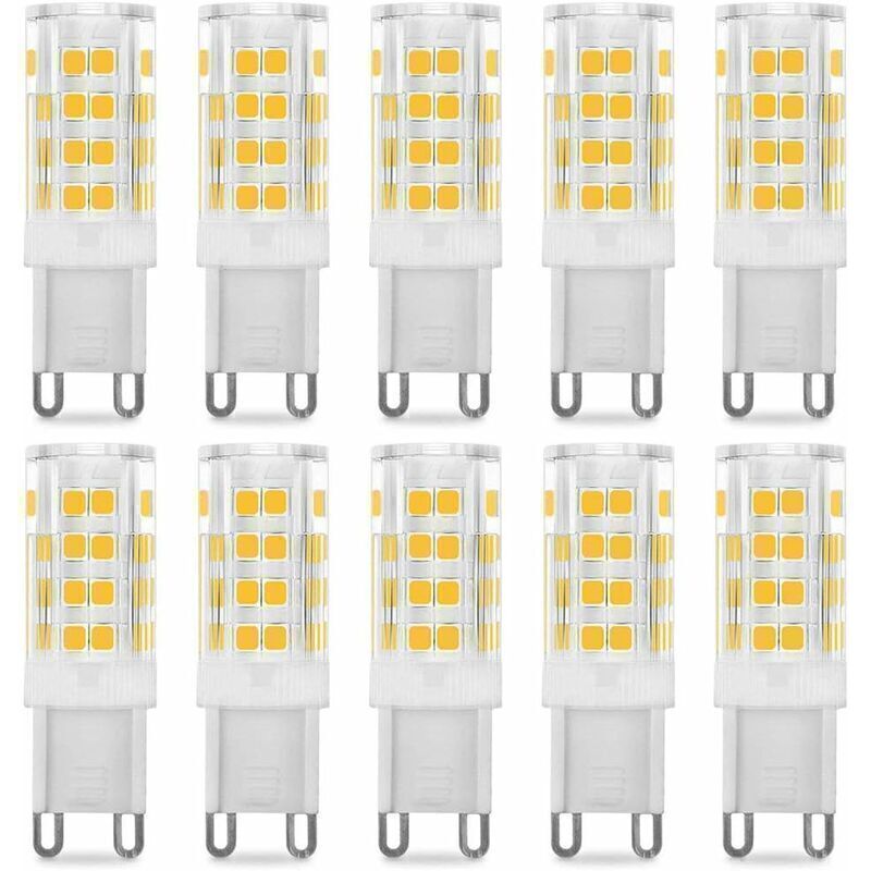 foto del prodotto snq confezione da 10 lampadine led g9 5w, equivalenti a 40w, bianco caldo 3000k, 220 240v, angolo del fascio di 360 