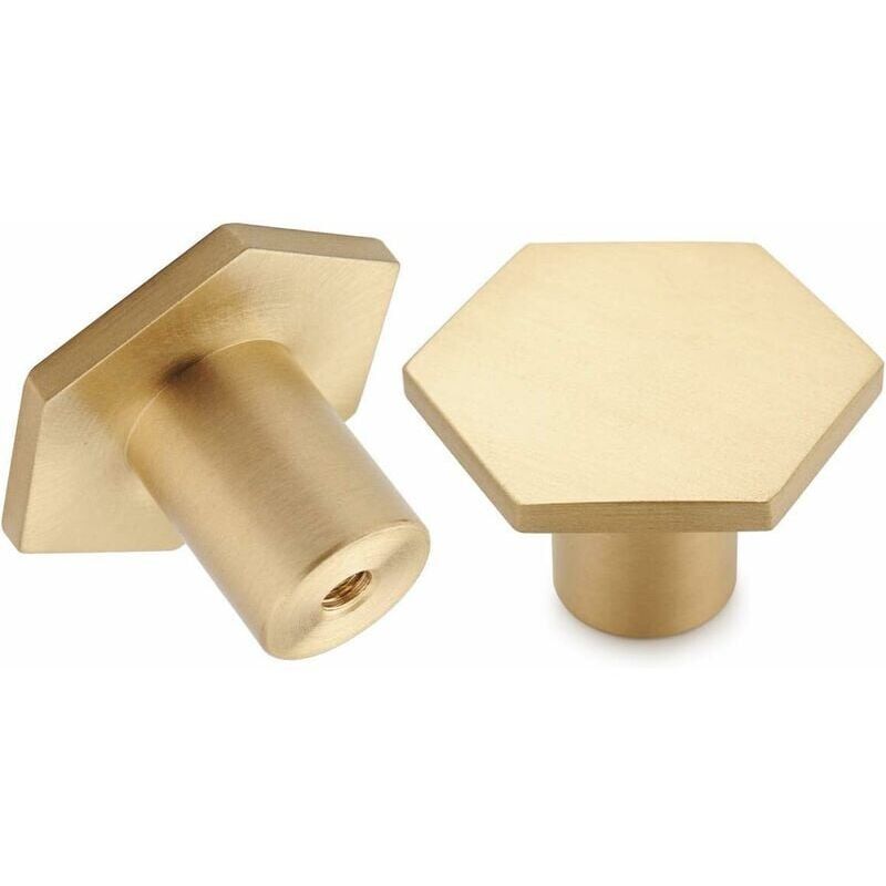 foto del prodotto snq confezione da 10 pomelli per mobili in ottone spazzolato, pomelli per cassettiere dorati, per armadi, credenze, bagno e cucina, 34 x 21 mm