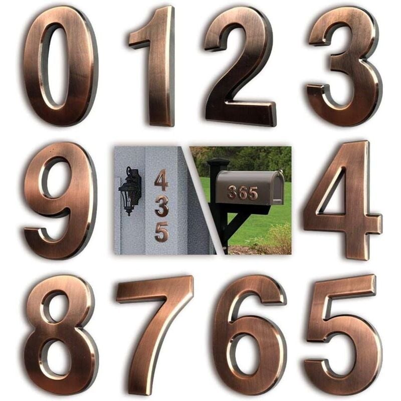 foto del prodotto snq confezione da 10 targhe per numeri civici, numeri per cassette postali, numeri per porte autoadesivi 0 9, numeri civici, targhe per numeri