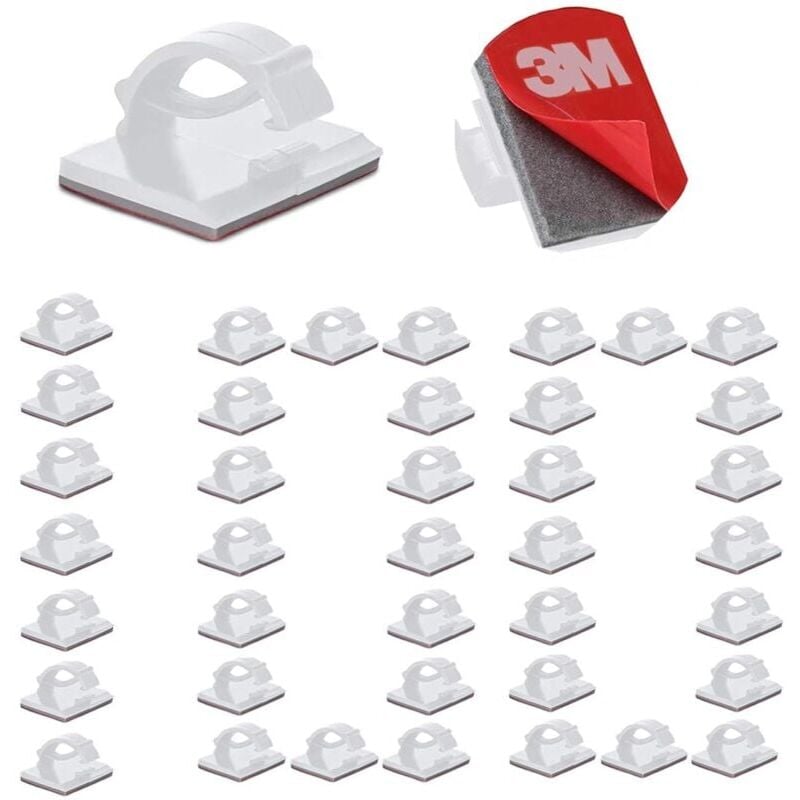 foto del prodotto snq confezione da 100 clip per cavi resistenti con adesivo 3m, clip per organizzare i cavi, gestione dei cavi, supporto per organizzare i cavi