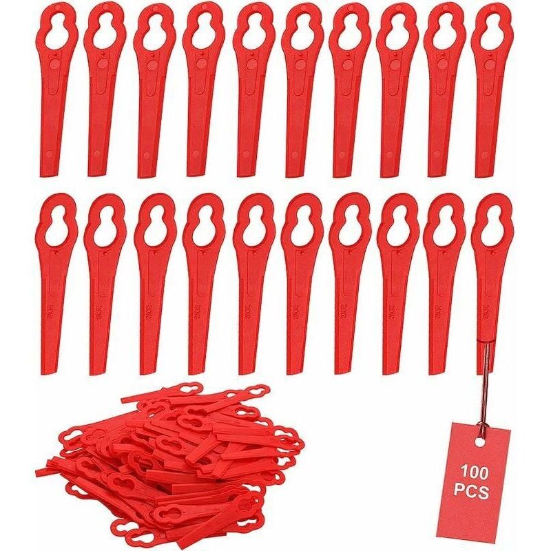 foto del prodotto snq confezione da 100 lame di ricambio in plastica per lame per tosaerba red trimmer lama in plastica per tosaerba frt18a frt18a1 kunst 46155