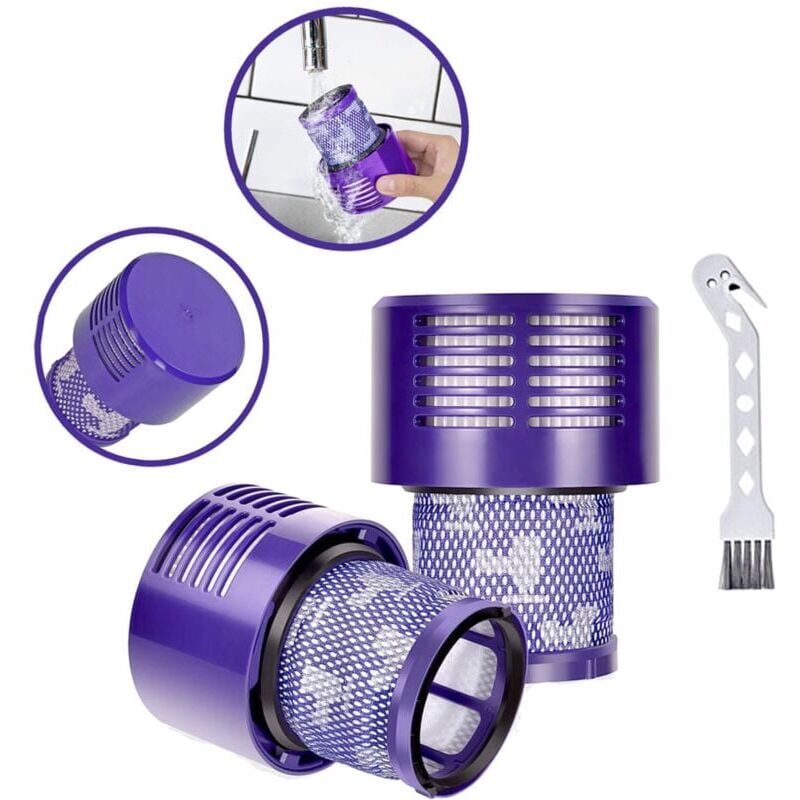 foto del prodotto snq confezione da 2 filtri per dyson v10 sv12 series, aspirapolvere senza fili motorhead sostituisce dy 969082 01, filtro v10 compatibile con dyson