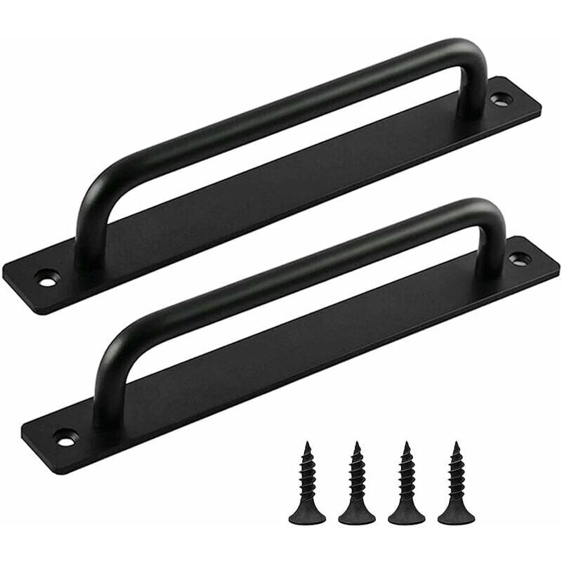foto del prodotto snq confezione da 2 maniglie per porte scorrevoli per porte da fienile, maniglie per porte scorrevoli con piastra in acciaio inox per porte da