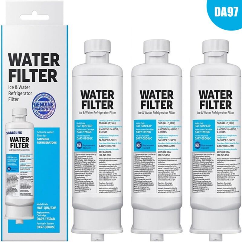 foto del prodotto snq confezione da 3 filtri di ricambio per l acqua del frigorifero da97 17376b da97 08006c haf qin haf qin exp per frigoriferi samsung multiporta