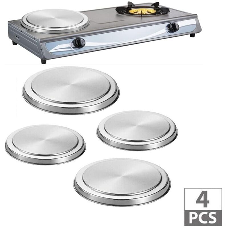 foto del prodotto snq confezione da 4 coperture per fornelli in argento, coperture protettive per fornelli elettrici, pentole in acciaio inossidabile