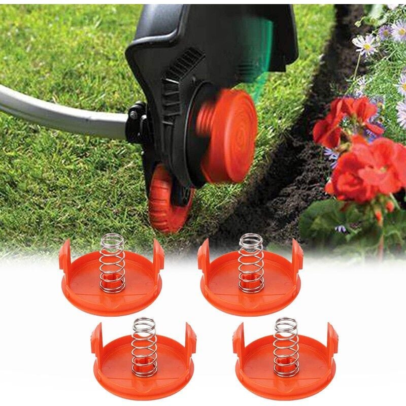 foto del prodotto snq confezione da 4 tappi per rocchetti 4 molle di ricambio compatibili con i tagliaerba black decker rc 100 p