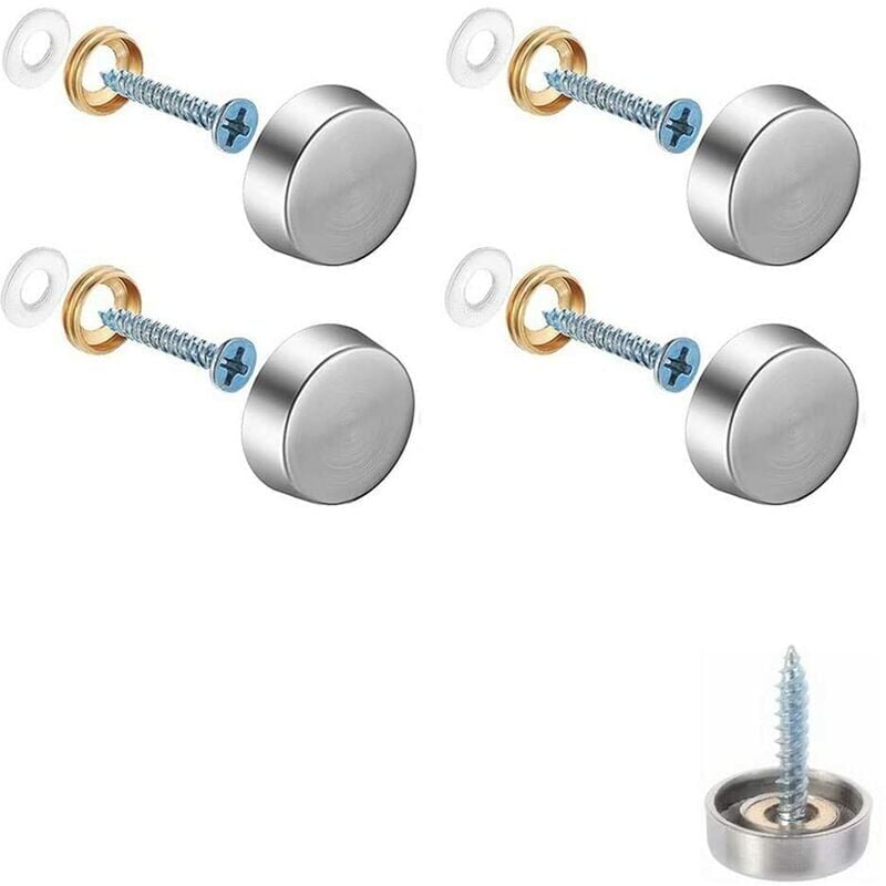 foto del prodotto snq confezione da 4 viti decorative per specchi, tappi per chiodi decorativi, viti decorative in acciaio inossidabile lucidato per specchi, armadi