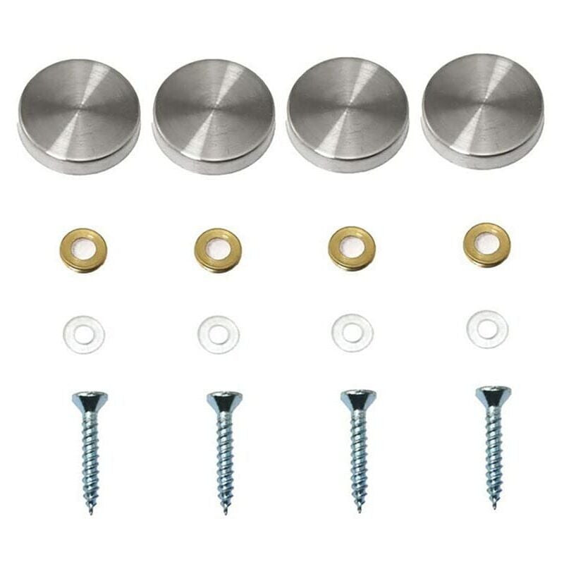 foto del prodotto snq confezione da 4 viti decorative per specchi, tappi per chiodi decorativi, viti decorative in acciaio inossidabile lucidato per specchi, armadi