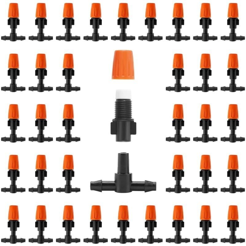 immagine 0 del prodotto snq confezione da 50 gocciolatori per irrigazione a microspruzzo a flusso regolabile, irrigatori a goccia regolabili per tipi di collegamento da